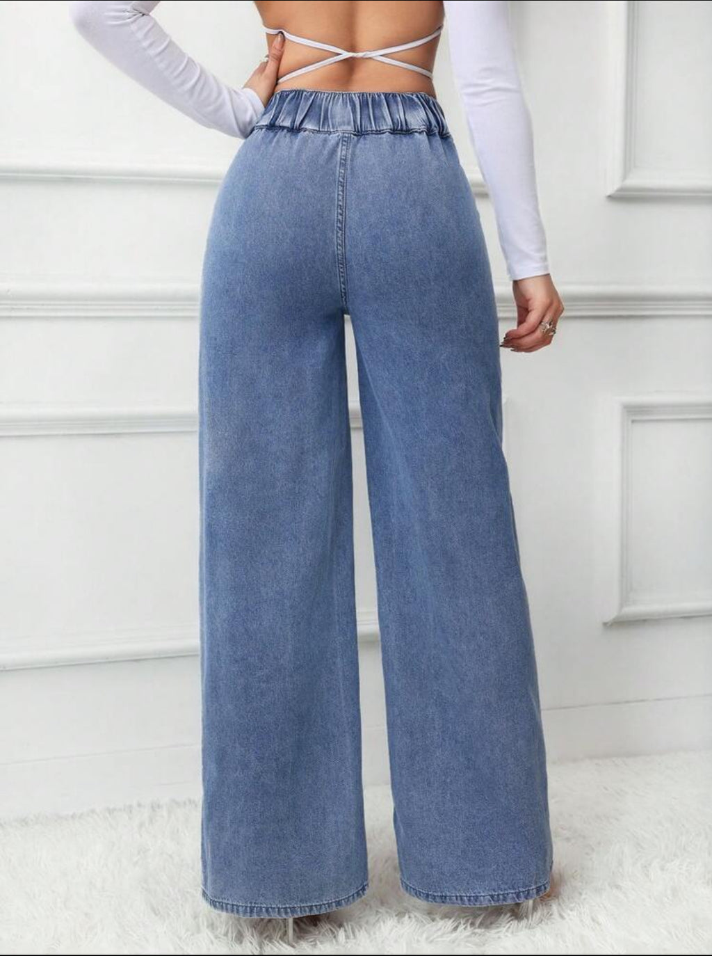 High-Rise Wide-Leg Denim Everyday Pants