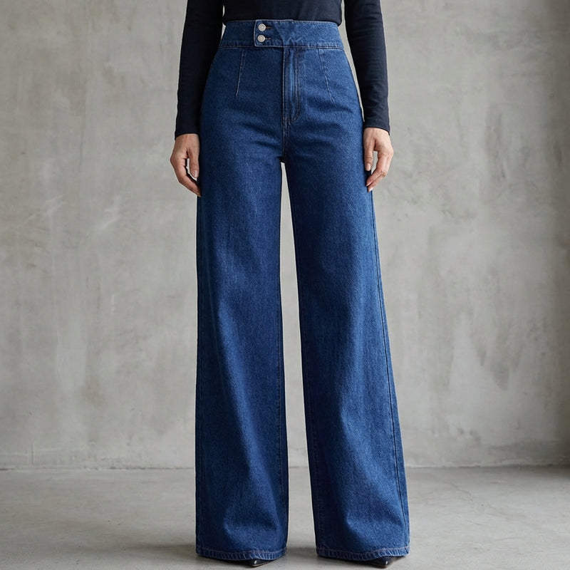 High-Rise Wide-Leg Denim Everyday Pants