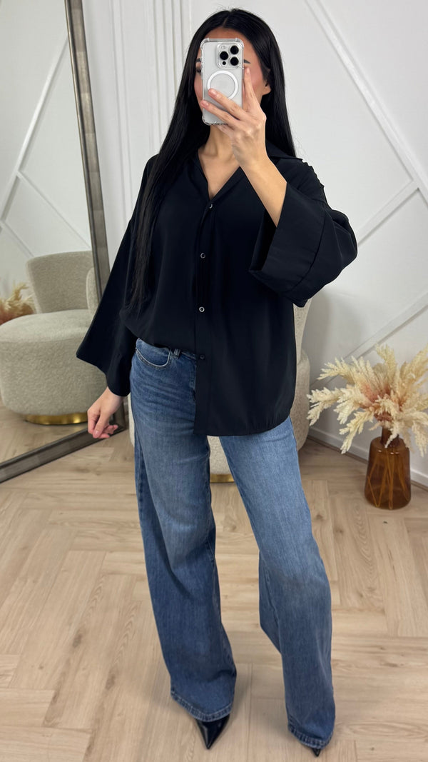 Everyday Oversized V-Neck Comfort Blouse