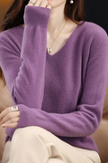 Simple and loose V-neck wool sweater