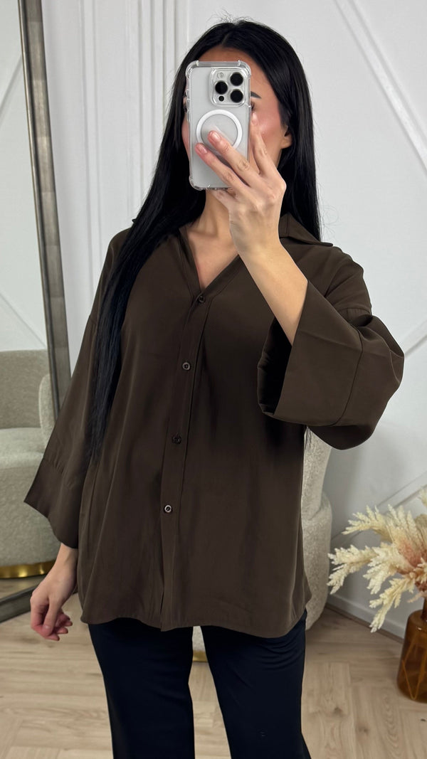 Everyday Oversized V-Neck Comfort Blouse