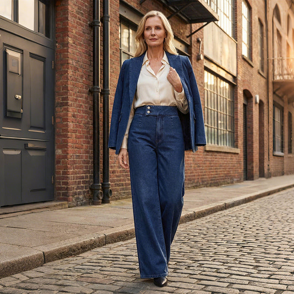 High-Rise Wide-Leg Denim Everyday Pants