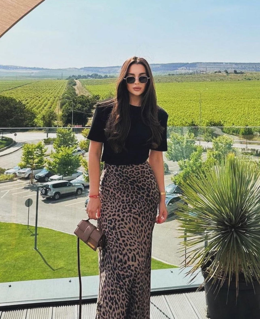 Urban Leopard Print Midi Skirt
