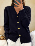 Classic Everyday Heart Button Cardigan
