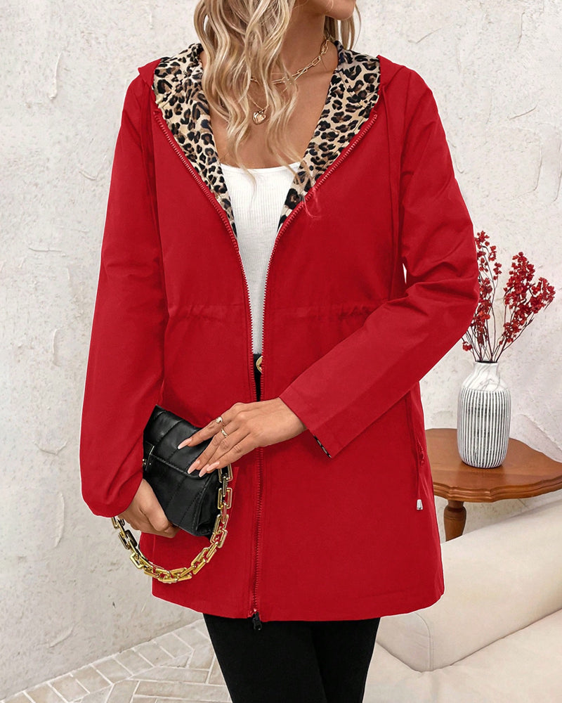 Reversible Coat with Leopard Print
